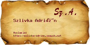 Szlivka Adrián névjegykártya