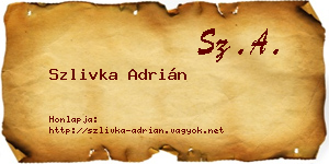 Szlivka Adrián névjegykártya